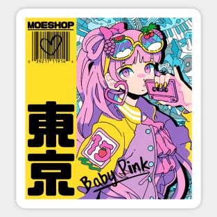 Anime Girl Pink Sticker